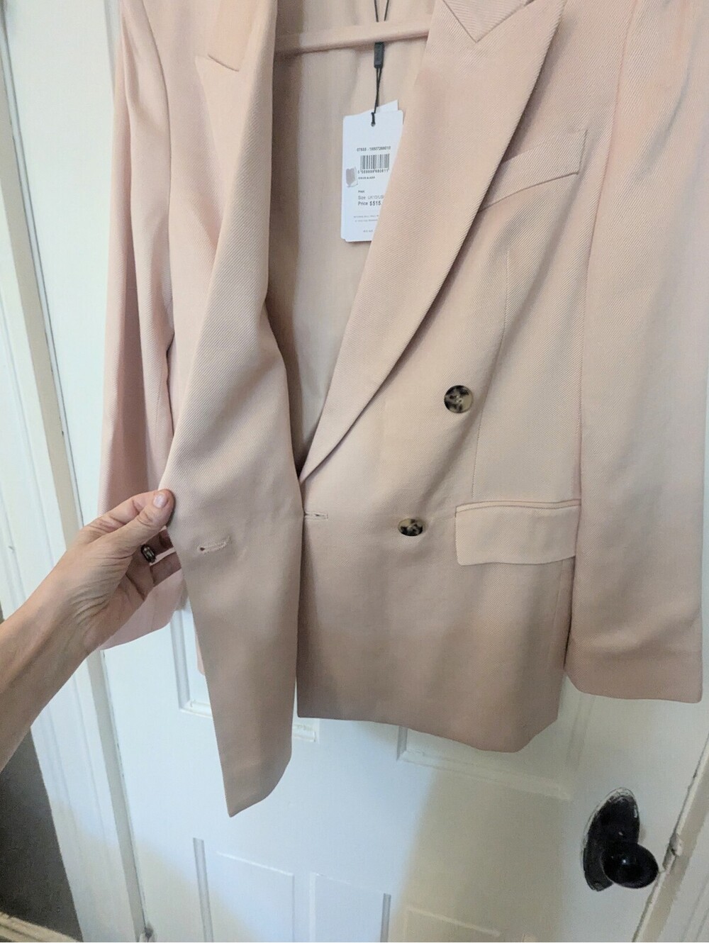 REISS EVE DOUBLE BREASTED SATIN BLAZER IN LIGHT PINK SIZE 6 NWT - Picture 5 of 7